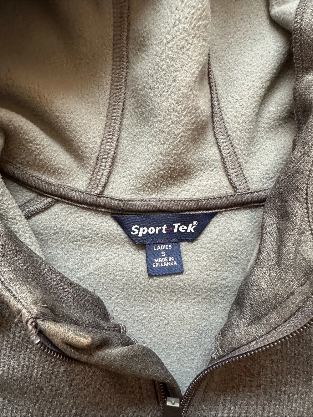 Sport-Tek Women's Gray Full-Zip Hooded Jacket with Green Logo NWOT